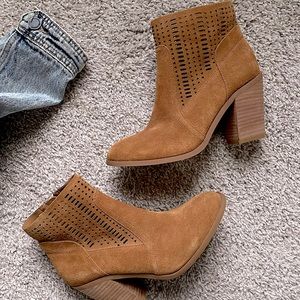 “Taudia” Stacked Heel Suede Ankle Boot by Crown Vintage - Size 6, 3.5” heel